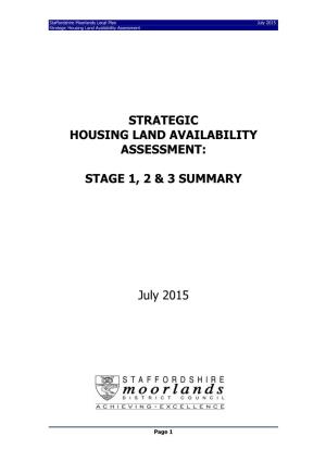Housing Land Availability Assessment Strategic Housing Land Availability Assessment