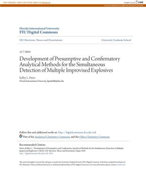 Development of Presumptive and Confirmatory Analytical Methods for the Simultaneous Detection of Multiple Improvised Explosives Kelley L