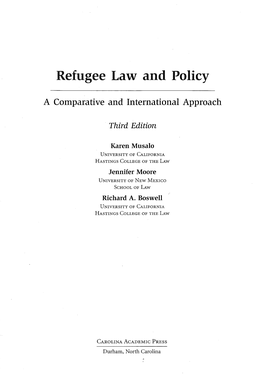 Refugee Law and Policy
