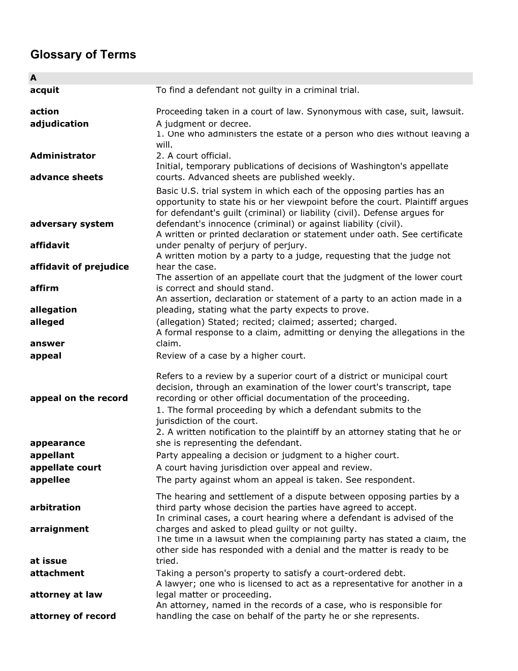 Glossary of Legal Terms