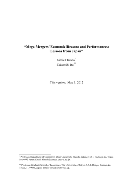 “Mega-Mergers' Economic Reasons and Performances: Lessons From