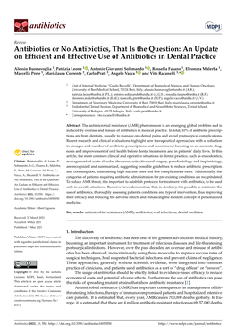 An Update on Efficient and Effective Use of Antibiotics in Dental Practice
