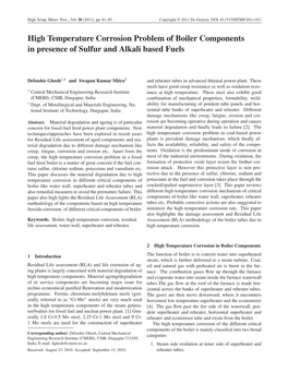 High Temperature Corrosion Problem of Boiler Components in Presence of Sulfur and Alkali Based Fuels