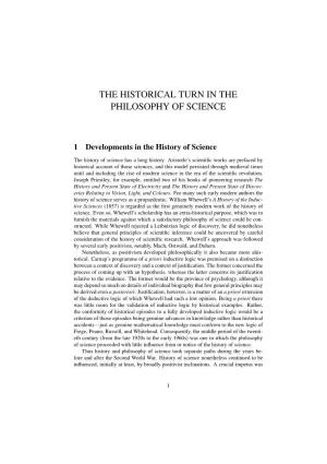 The Historical Turn in the Philosophy of Science