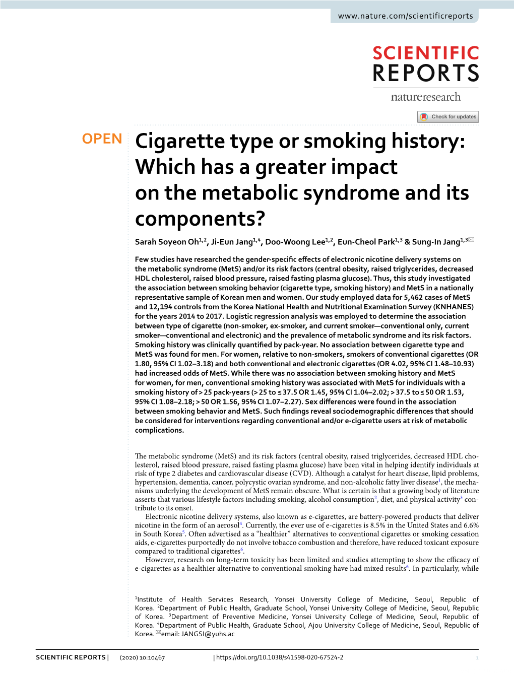 Cigarette Type Or Smoking History