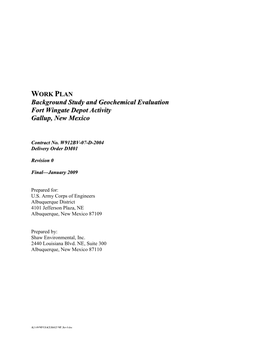 Final Work Plan Background Study and Geochemical Evaluation Fort