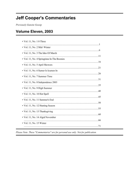 Jeff Cooper's Commentaries, Volume Eleven, 2003