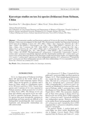 Karyotype Studies on Ten Iris Species (Iridaceae) from Sichuan, China