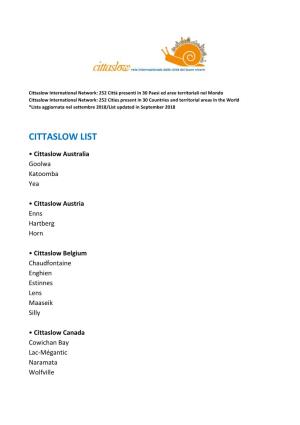 Cittaslow List