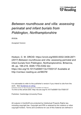 Between Roundhouse and Villa: Assessing Perinatal and Infant Burials from Piddington, Northamptonshire