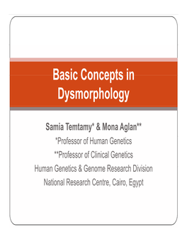 Basic Concepts in Basic Concepts in Dysmorphology