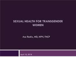 Sexual Health for Transgender Women