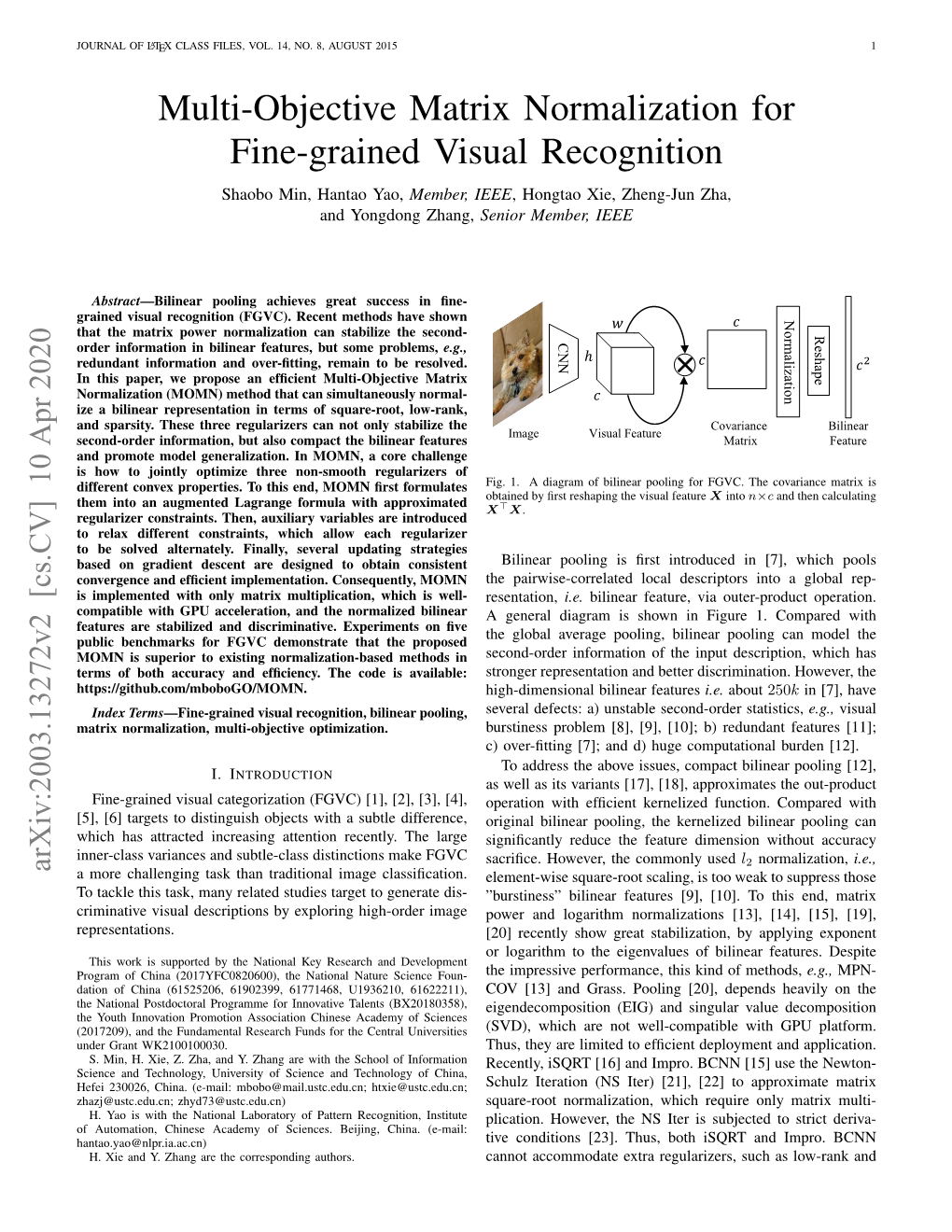 Multi-Objective Matrix Normalization for Fine-Grained Visual Recognition