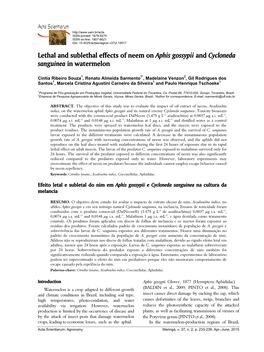 Lethal and Sublethal Effects of Neem on Aphis Gossypii and Cycloneda Sanguinea in Watermelon