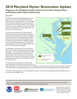 2018 Maryland Oyster Restoration Update