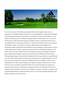Adidas Golf Canada & Positive Growth