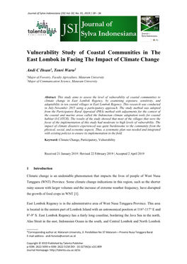 Vulnerability Study of Coastal Communities in the East Lombok in Facing the Impact of Climate Change