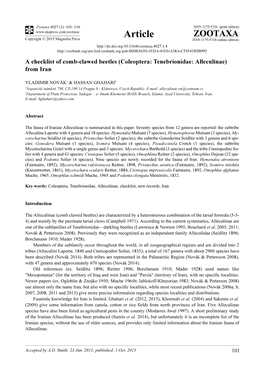 Coleoptera: Tenebrionidae: Alleculinae) from Iran