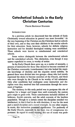 Catechetical Schools in the Early Christian Centuries