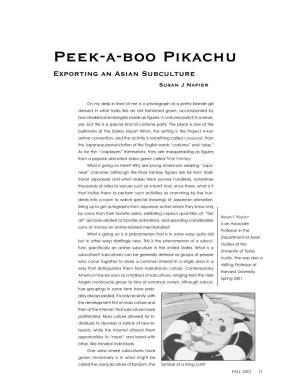 Peek-A-Boo Pikachu Exporting an Asian Subculture Susan J Napier