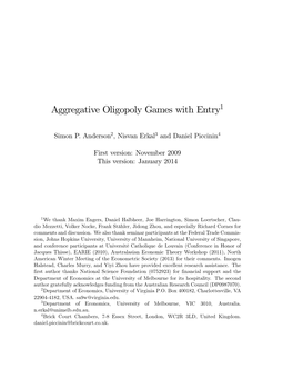 Aggregative Oligopoly Games with Entry1