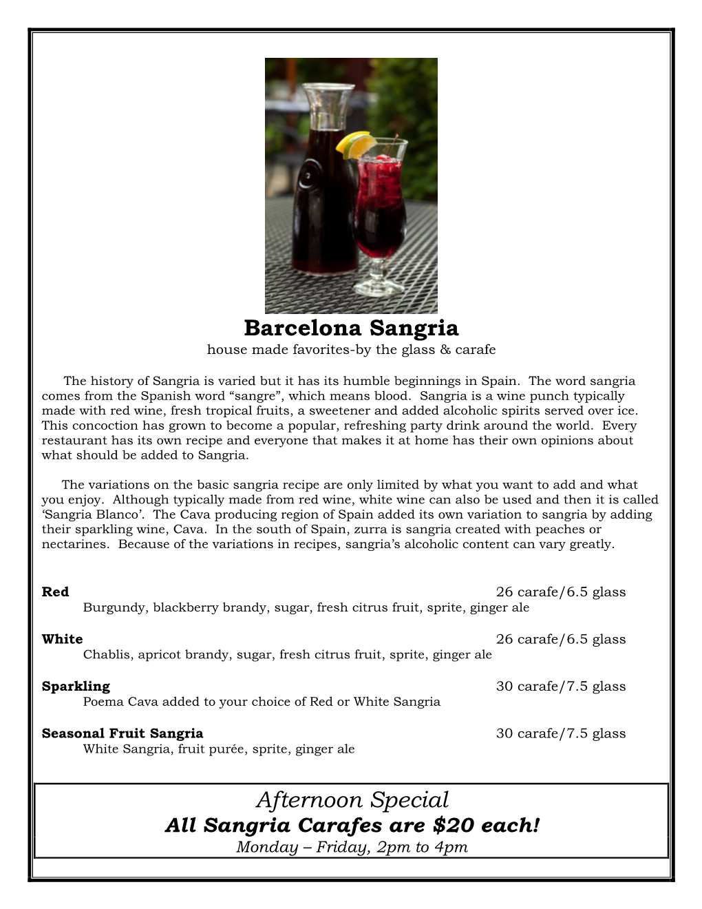 Barcelona Sangria Afternoon Special