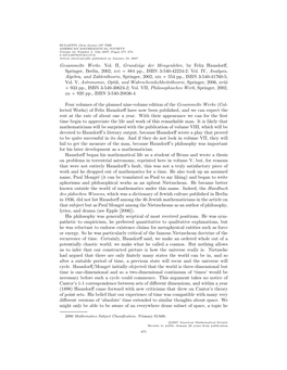 Gesammelte Werke. Vol. II, Grundzüge Der Mengenlehre, by Felix Hausdorff, Springer, Berlin, 2002, Xvi + 884 Pp., ISBN 3-540-422