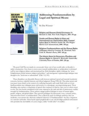 Addressing Fundamentalism by Legal and Spiritual Means