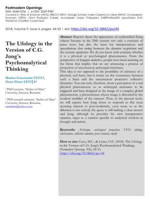 The Ufology in the Version of C.G. Jung's Psychoanalytical Thinking