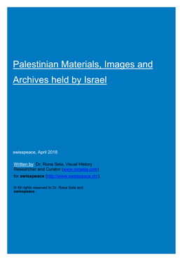 Palestinian Materials, Images and Archives Held by Israel
