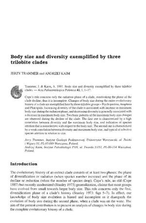 Body Size and Diversity Exemplified by Three Trilobite Clades