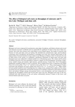 The Effect of Biological Soil Crusts on Rainwater And