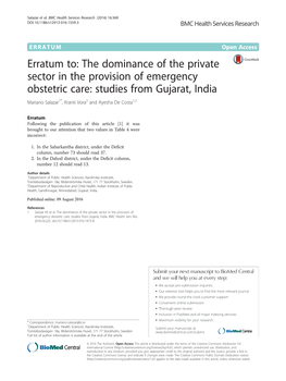 Studies from Gujarat, India Mariano Salazar1*, Kranti Vora2 and Ayesha De Costa1,2