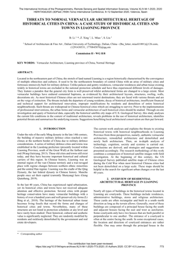 Threats to Normal Vernacular Architectural Heritage of Historical Cities in China: a Case Study of Historical Cities and Towns in Liaoning Province