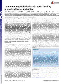 Long-Term Morphological Stasis Maintained by a Plant–Pollinator Mutualism