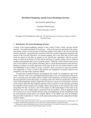Distributed Morphology and the Syntax/Morphology Interface