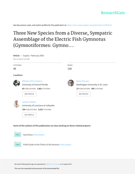 Three New Species from a Diverse, Sympatric Assemblage of the Electric Fish Gymnotus (Gymnotiformes: Gymno