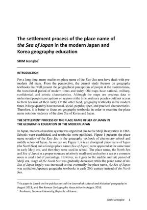 The Settlement Process of the Place Name of the Sea of Japan in the Modern Japan and Korea Geography Education
