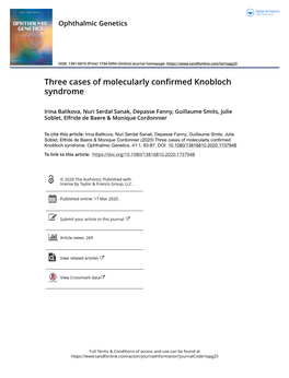 Three Cases of Molecularly Confirmed Knobloch Syndrome