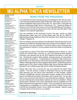 Mu Alpha Theta Newsletter