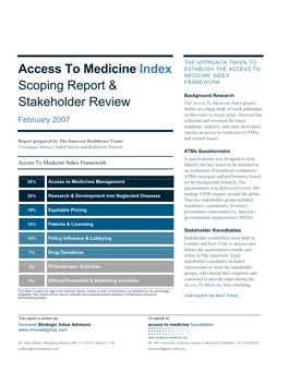 Access to Medicine Index Scoping Report & Stakeholder Review