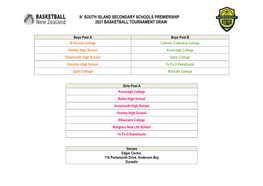 2021 'A' South Island Premierships Draw