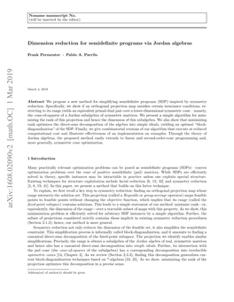 Dimension Reduction for Semidefinite Programs Via Jordan Algebras