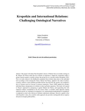 Kropotkin and International Relations: Challenging Ontological Narratives