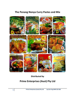 The Penang Nonya Curry Pastes and Mix Prime Enterprises (Aust) Pty