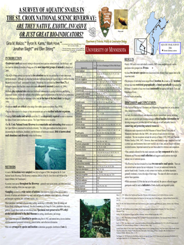 A SURVEY of AQUATIC SNAILS in the ST. CROIX NATIONAL SCENIC RIVERWAY: ARE THEY NATIVE, EXOTIC, INVASIVE Physa Acuta OR JUST GREAT BIO-INDICATORS?