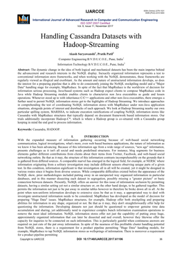 Handling Cassandra Datasets with Hadoop-Streaming