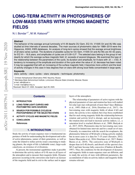 Long-Term Activity in Photospheres of Low-Mass Stars with Strong Magnetic Fields