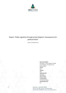 Report: “Public Regulation Through Private Litigation. Consequences for Political Choice”