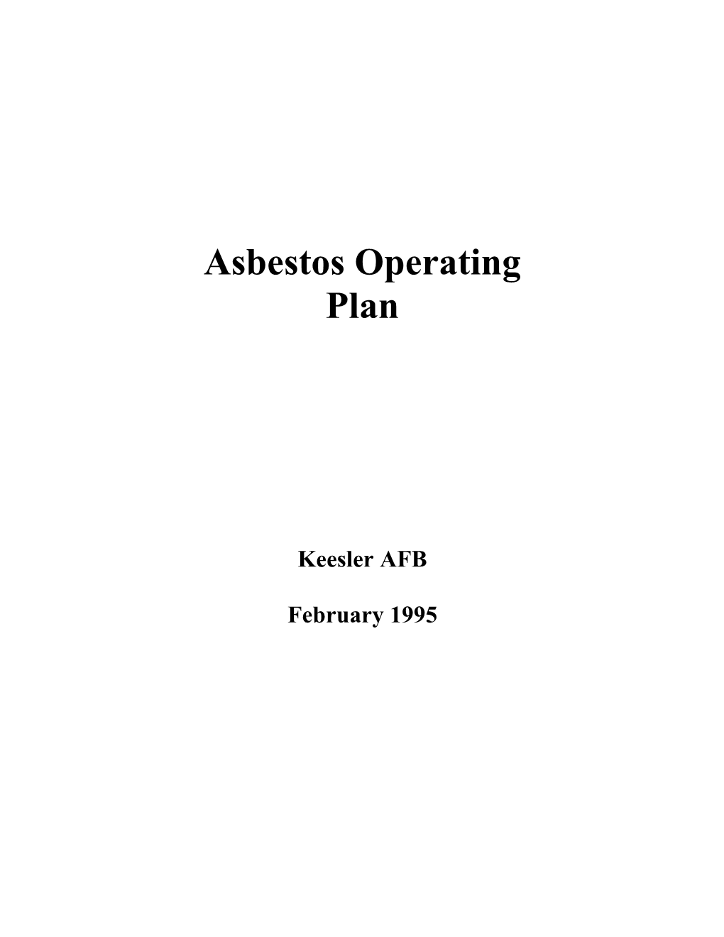 Asbestos Operating Plan